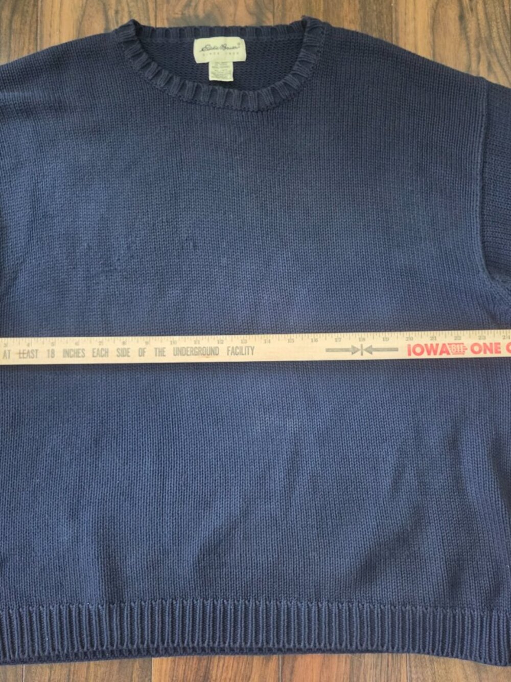 Vintage Eddie Bauer Sweater Men's XL Blue Cotton Knit Crew Neck Outdoor - Picture 6 of 6